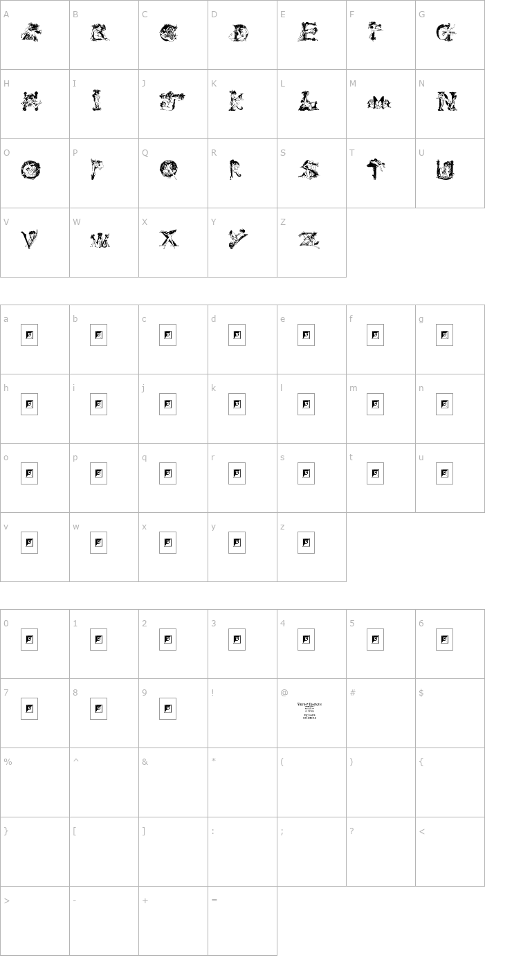 Character Map Vintage Erotique Font