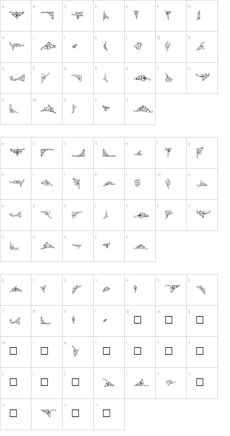 Character Map Vintage Regular Font