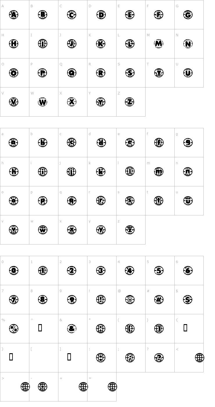 Character Map Vintage Vacation Font