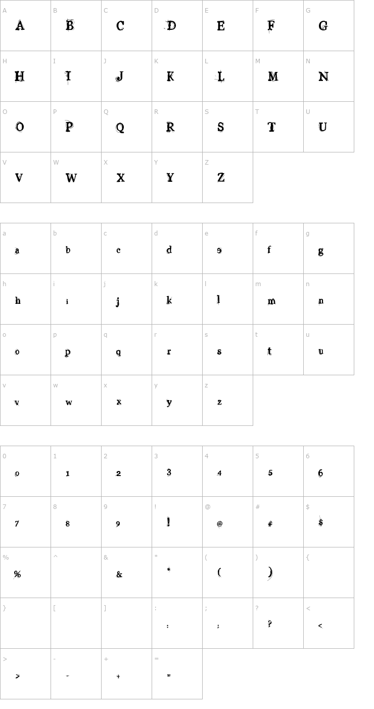 Character Map Vinyl George Font