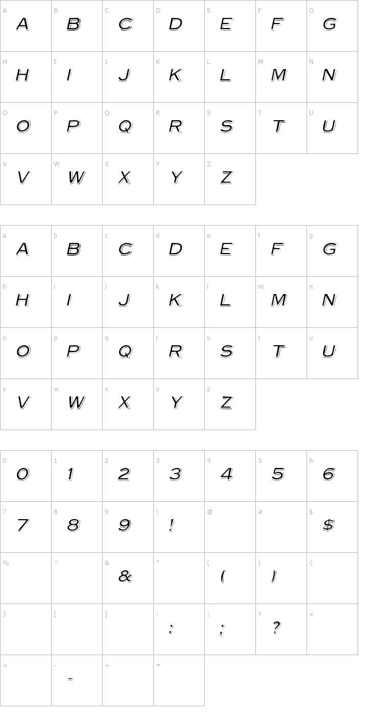 Character Map VinylCaps Italic Font