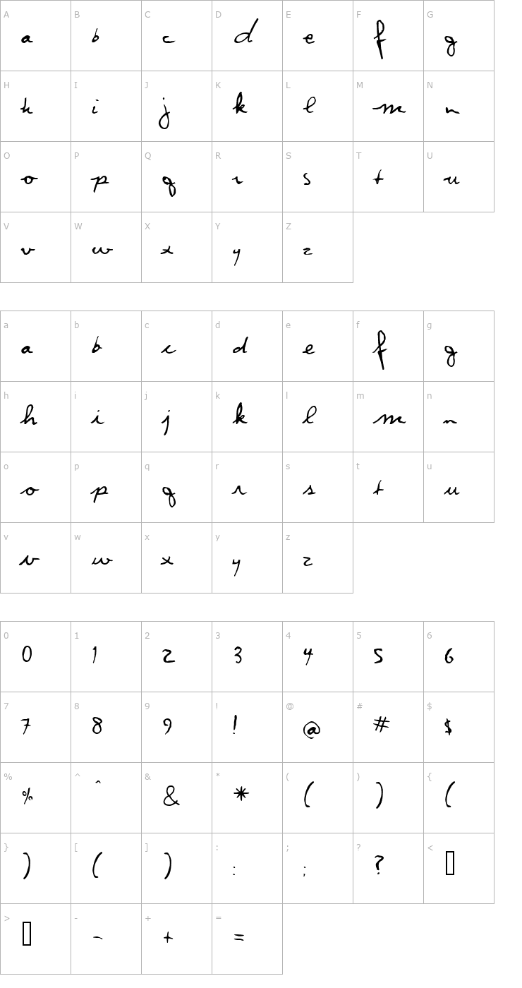 Character Map Violation Font