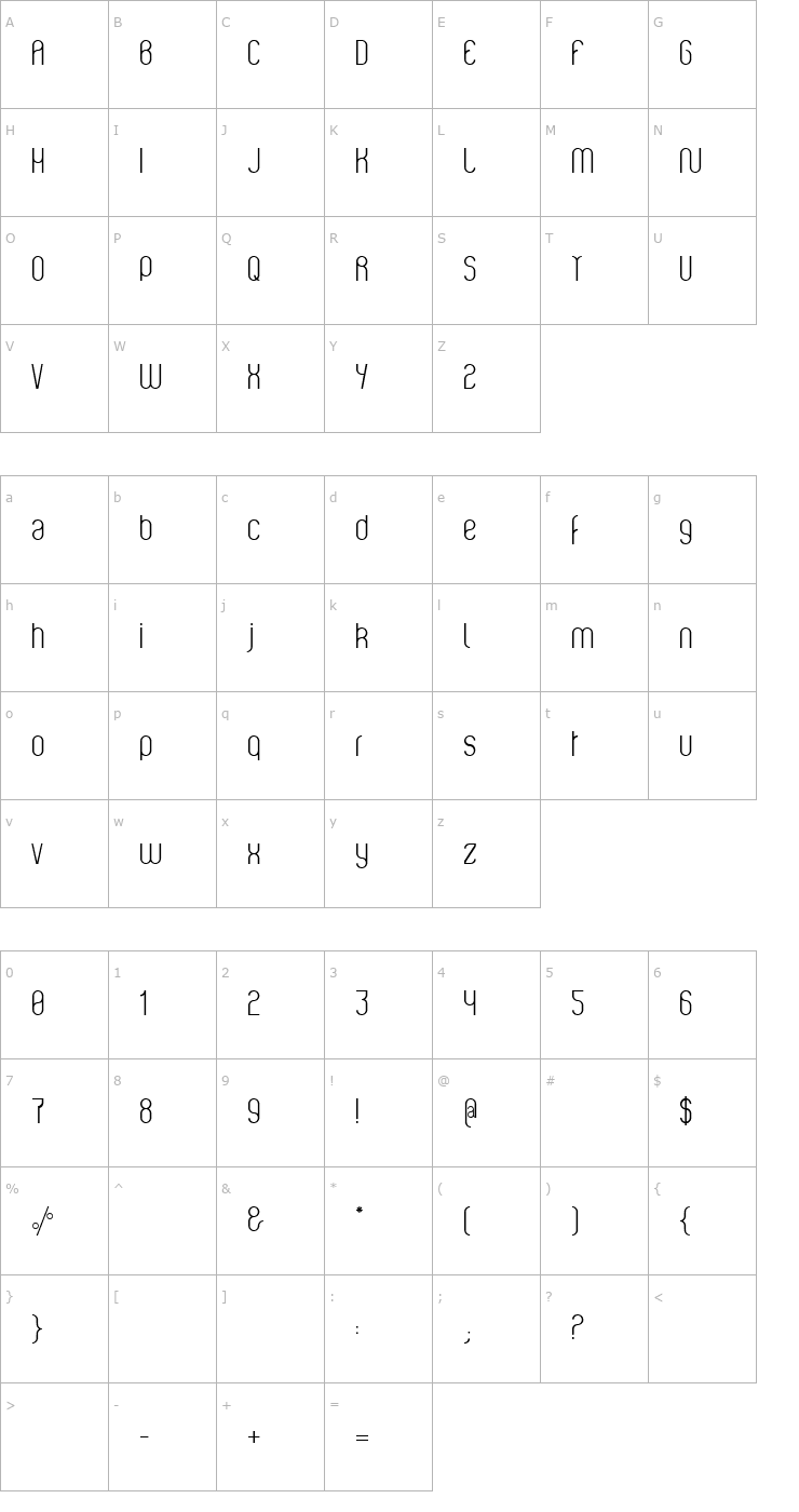 Character Map Violette01 Font