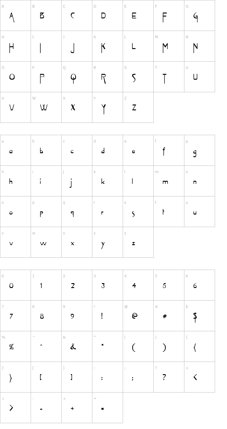 Character Map Vireo Regular Font