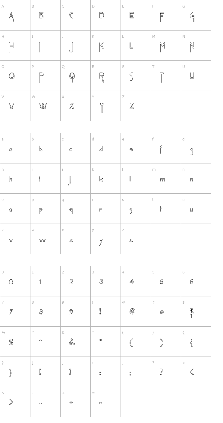 Character Map VireoFont Hollow Font