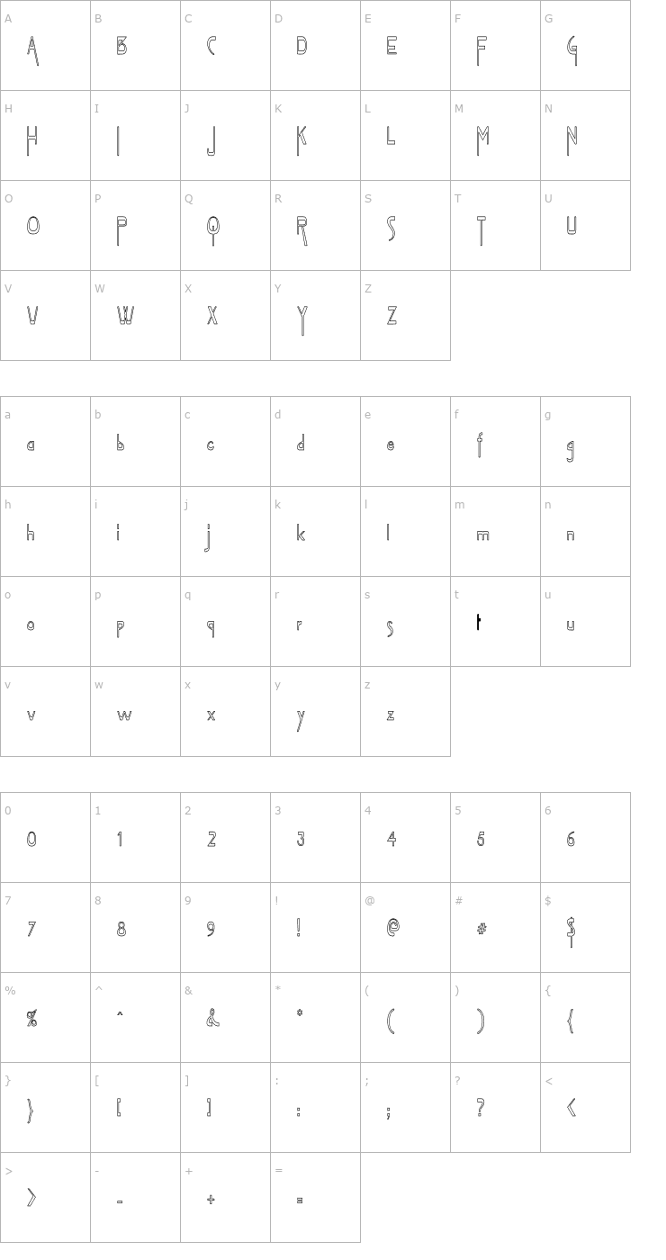 Character Map VireoFontHC Font