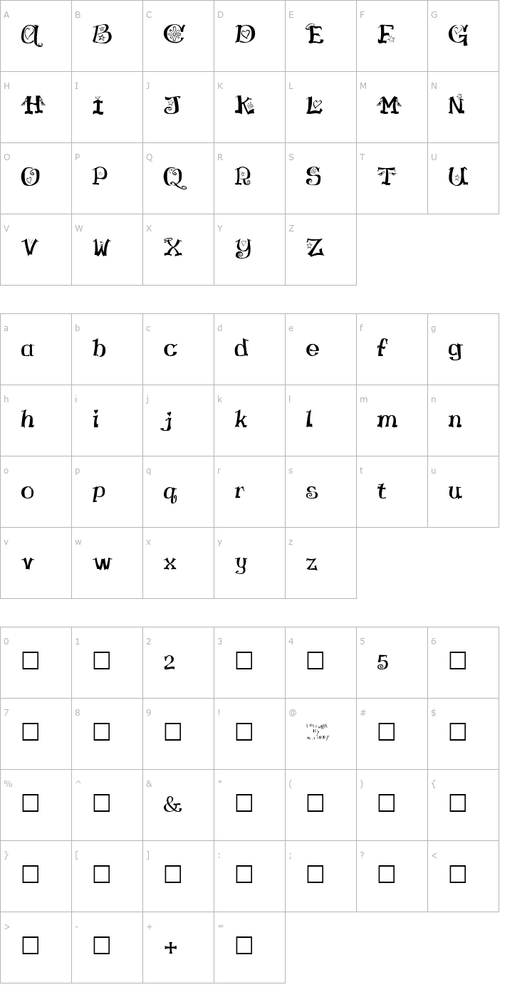 Character Map Virgin Regular Font