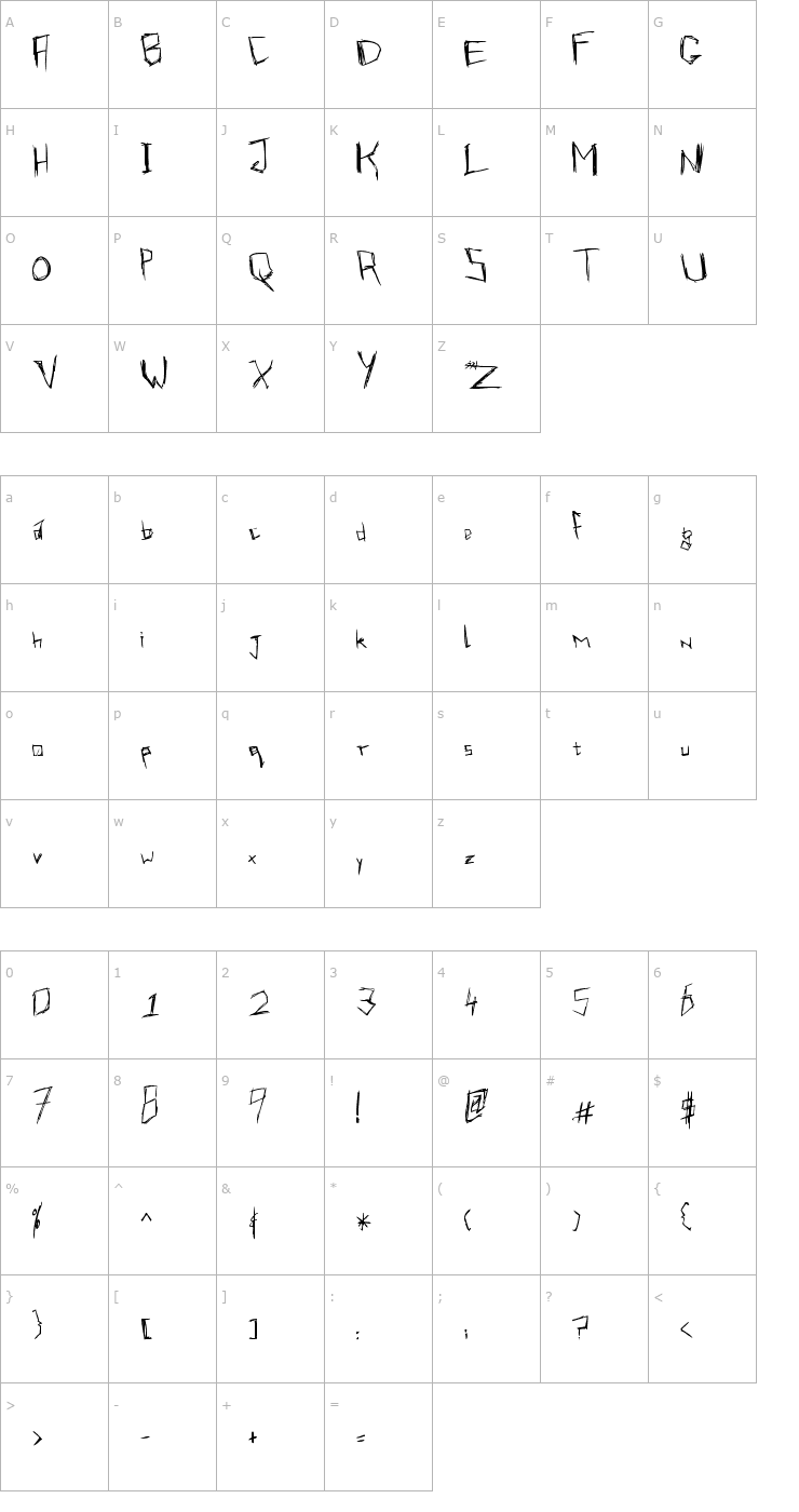 Character Map Virmeen T'kirrrl Font