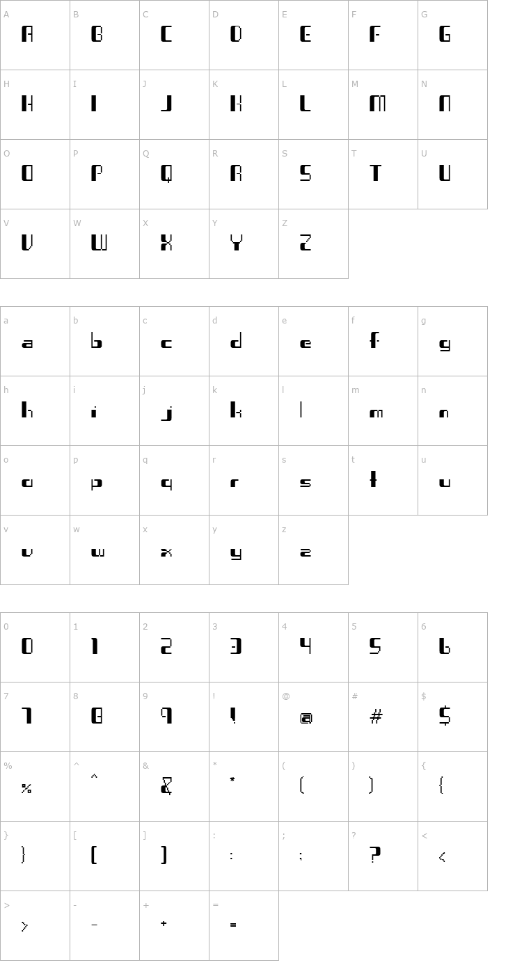 Character Map Virus 53X Font