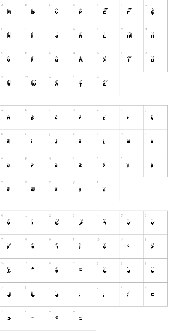 Character Map Visionaries Normal Font