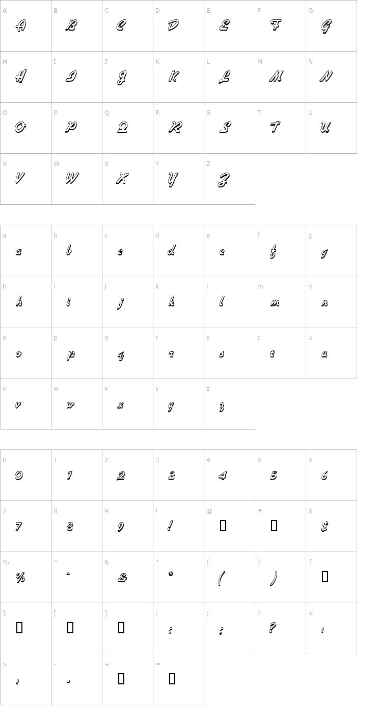 Character Map VisioOutlineSSK Font