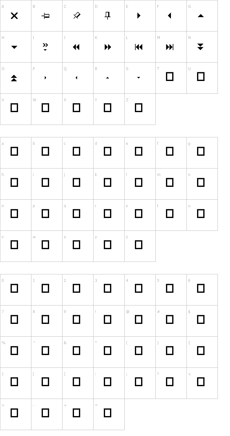 Character Map VisualUI Font