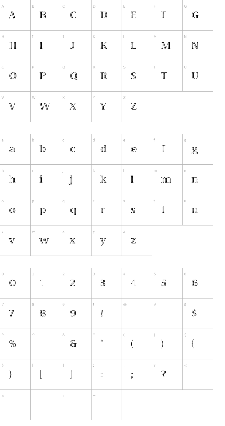 Character Map Viva MM Font