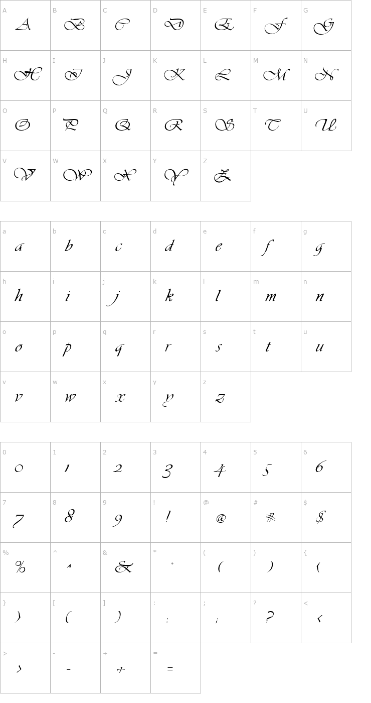 Character Map Vivacious Font