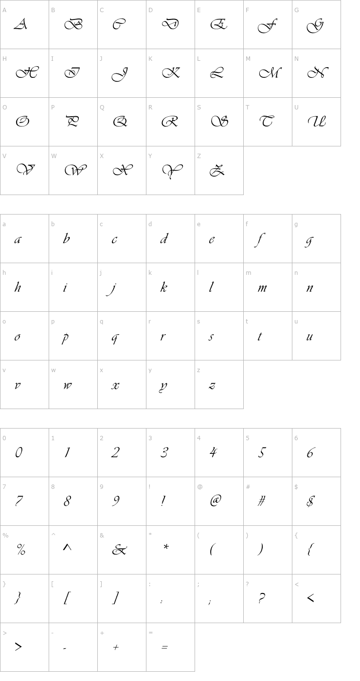 Character Map Vivante Font