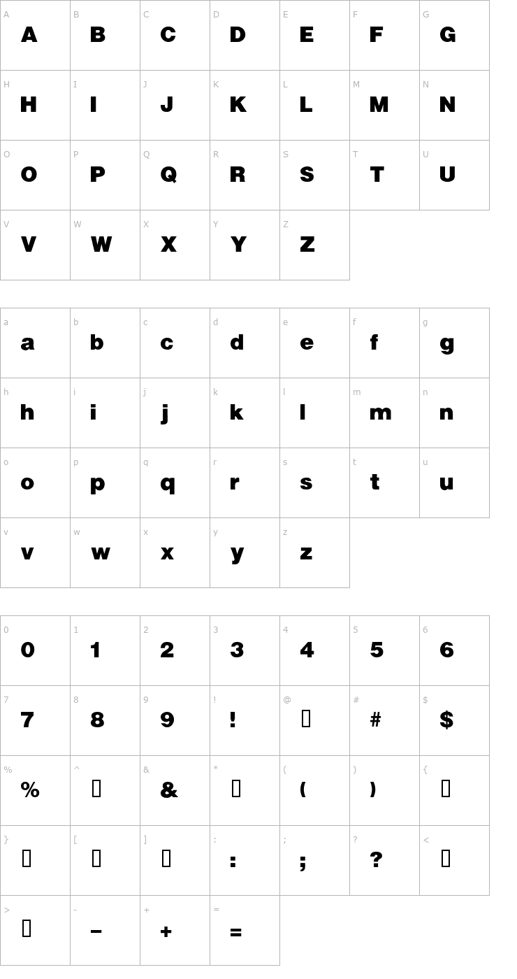 Character Map VivasSSK Bold Font