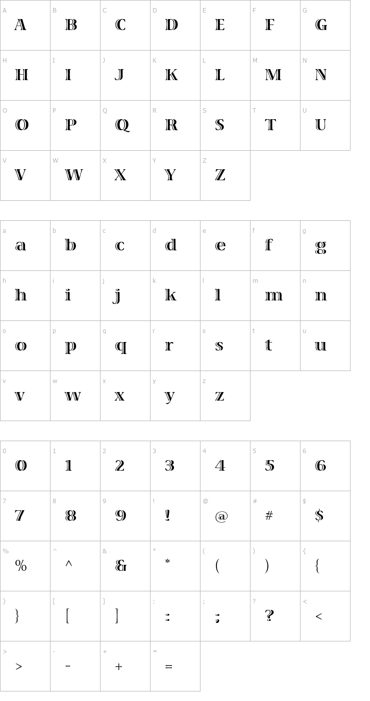 Character Map VivaStd-Bold Font