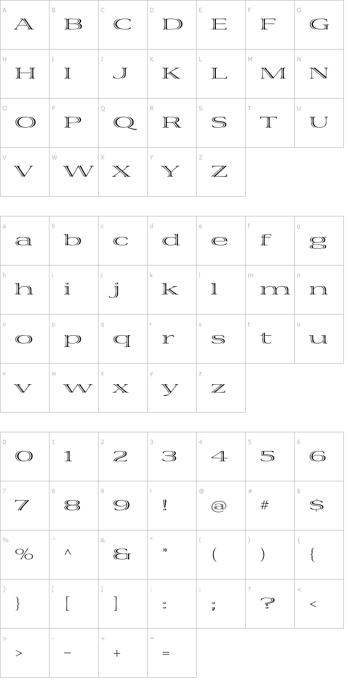 Character Map VivaStd-ExtraExtended Font