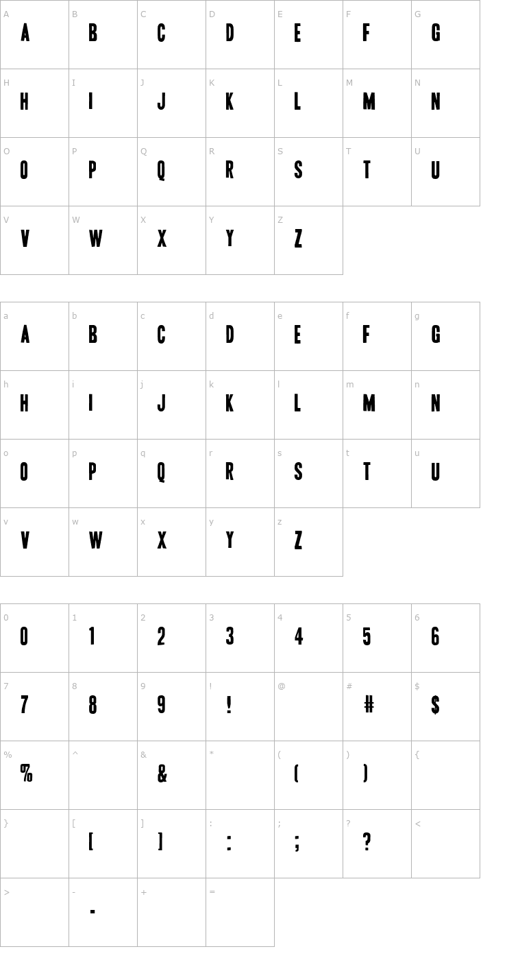 Character Map Vive la Rivoluzione Font