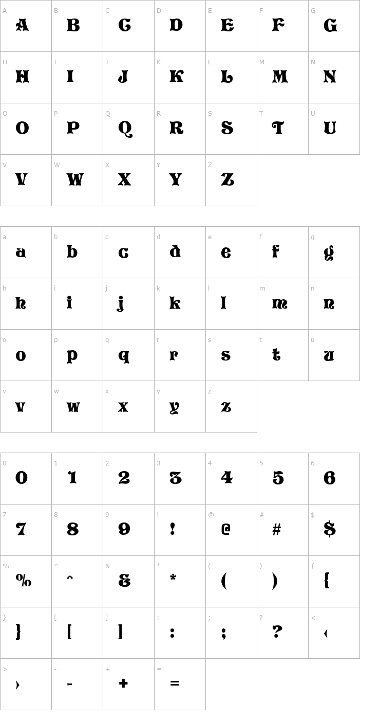 Character Map Vivian Font