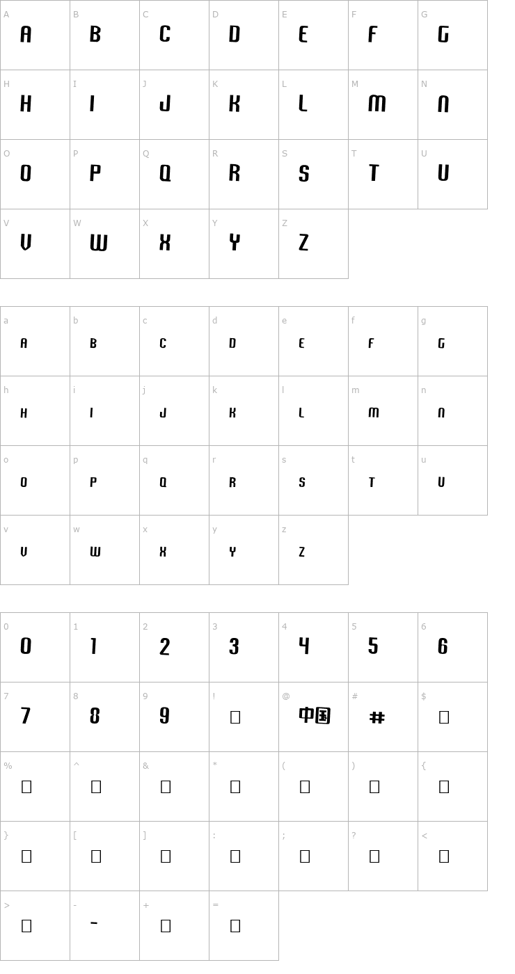 Character Map Vixene Font