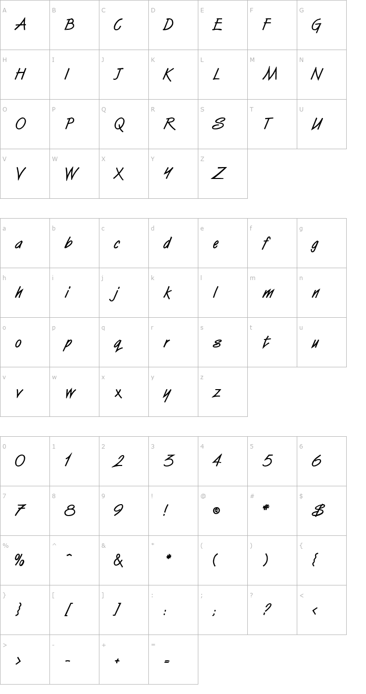 Character Map Vizier Heavy Normal Font