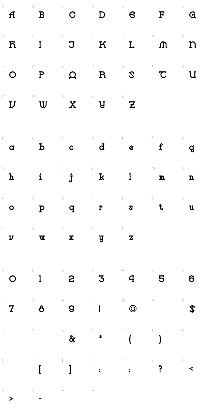 Character Map VlaanderenSquare Font