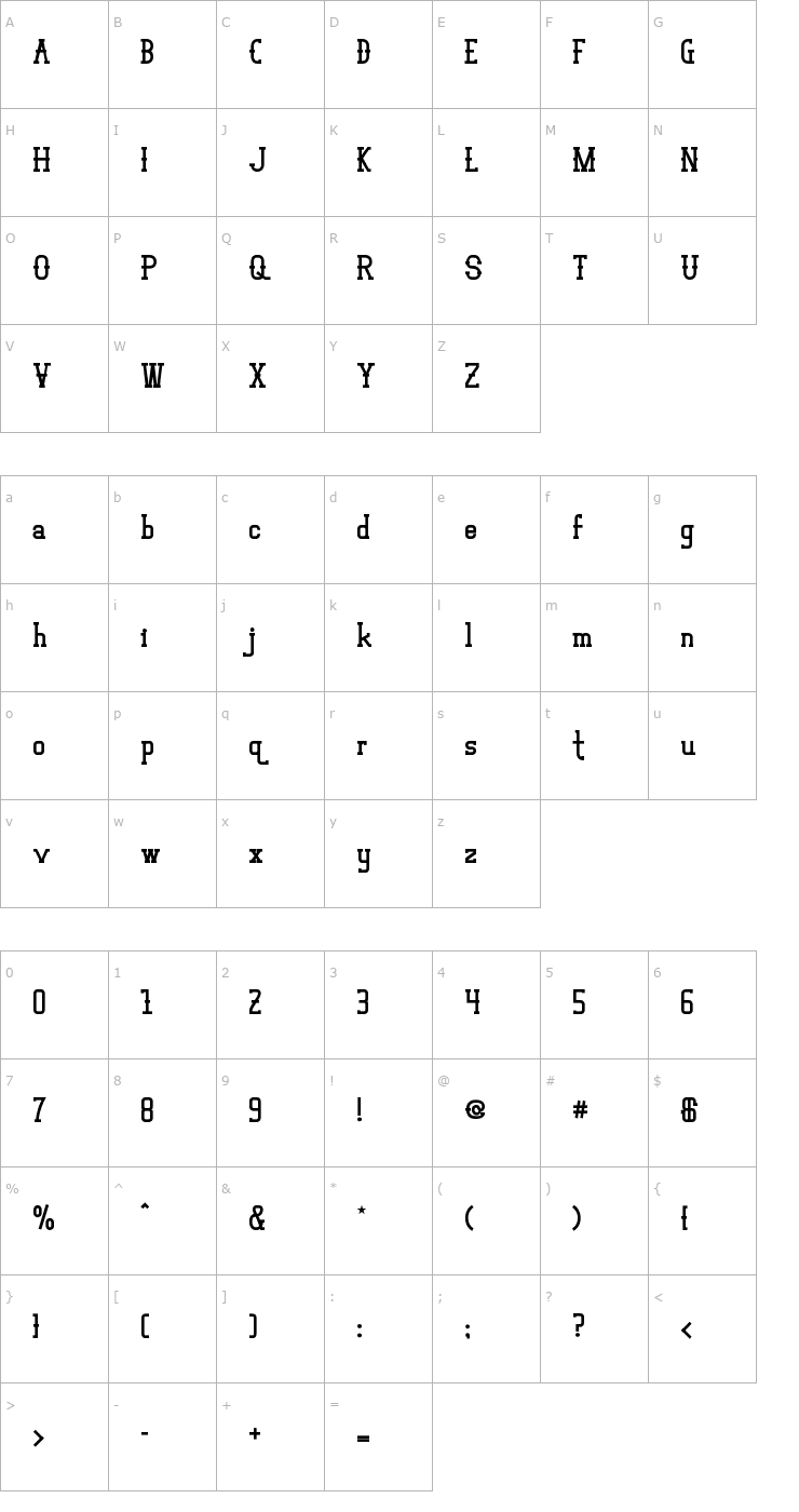 Character Map Vloderstone Black Font
