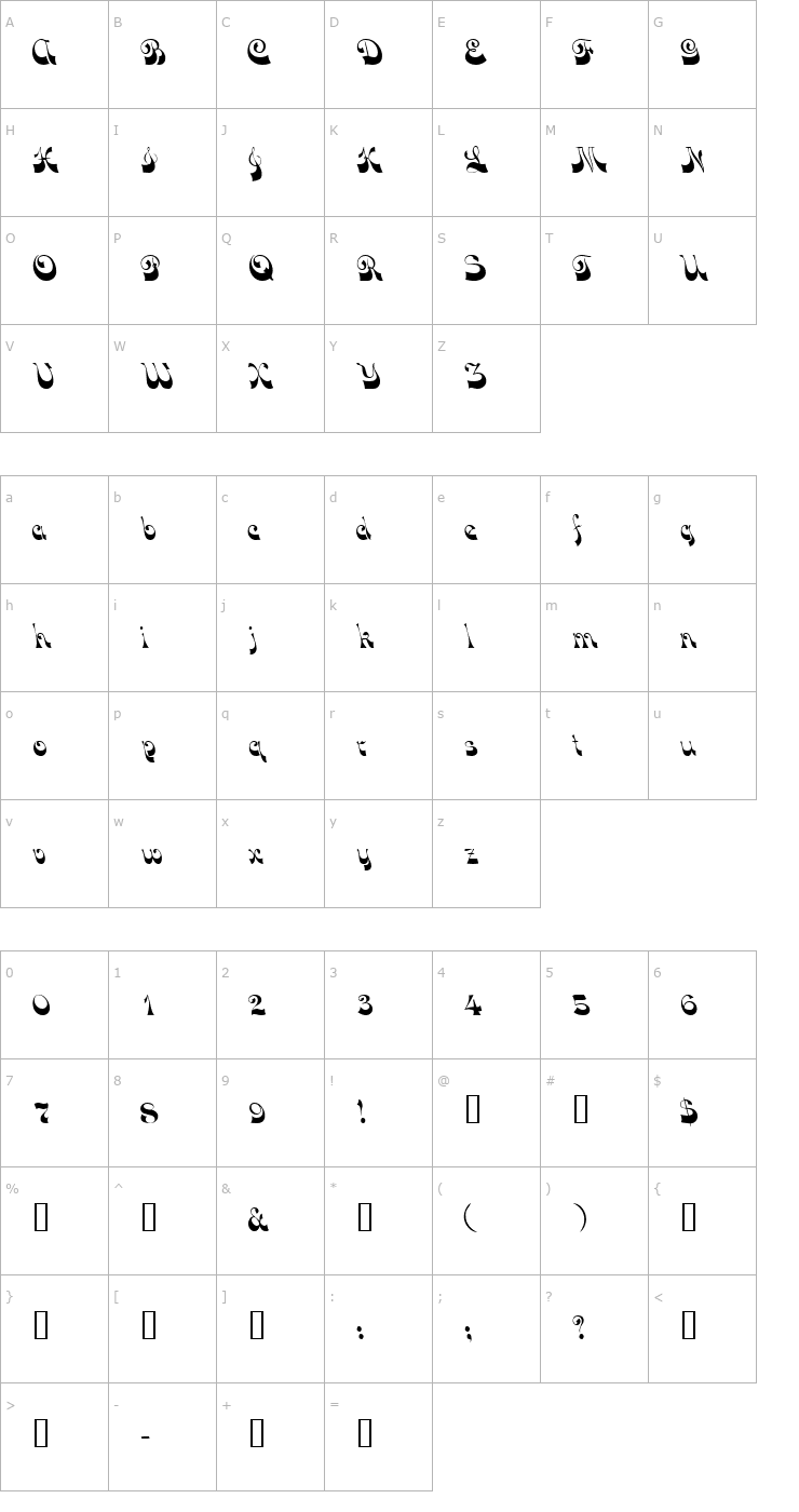 Character Map VocoScriptSSK Font