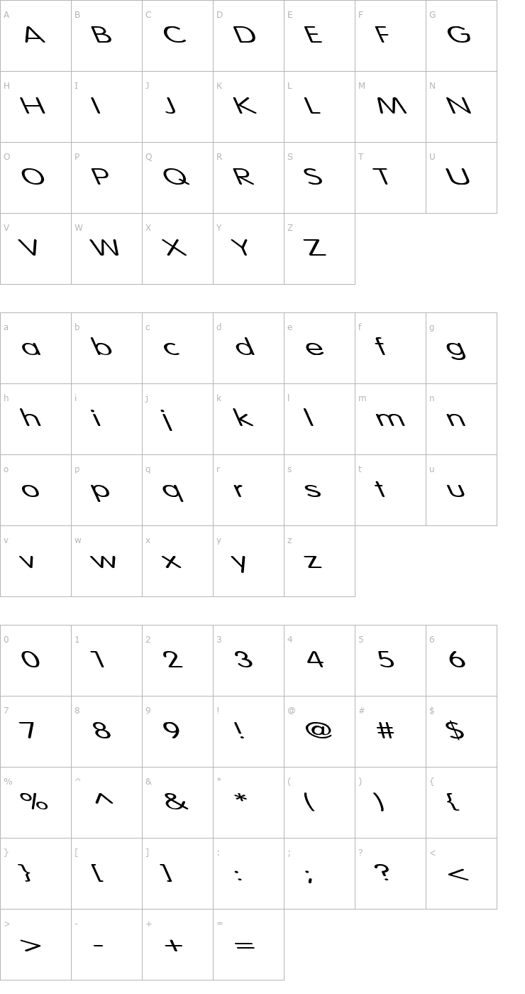 Character Map Vogue Normal Ex Left Font