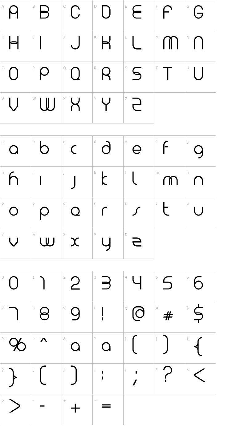 Character Map Vol Font