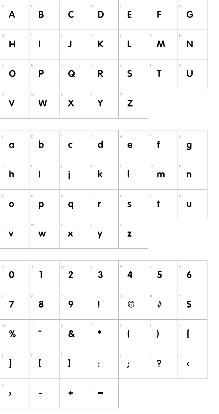 Character Map Volkswagen-DemiBold Font
