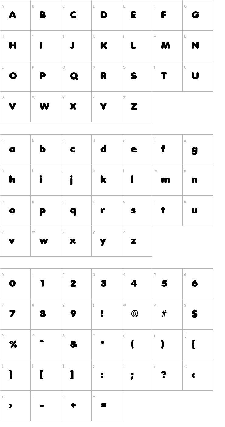 Character Map Volkswagen-Serial-Black-Regular Font
