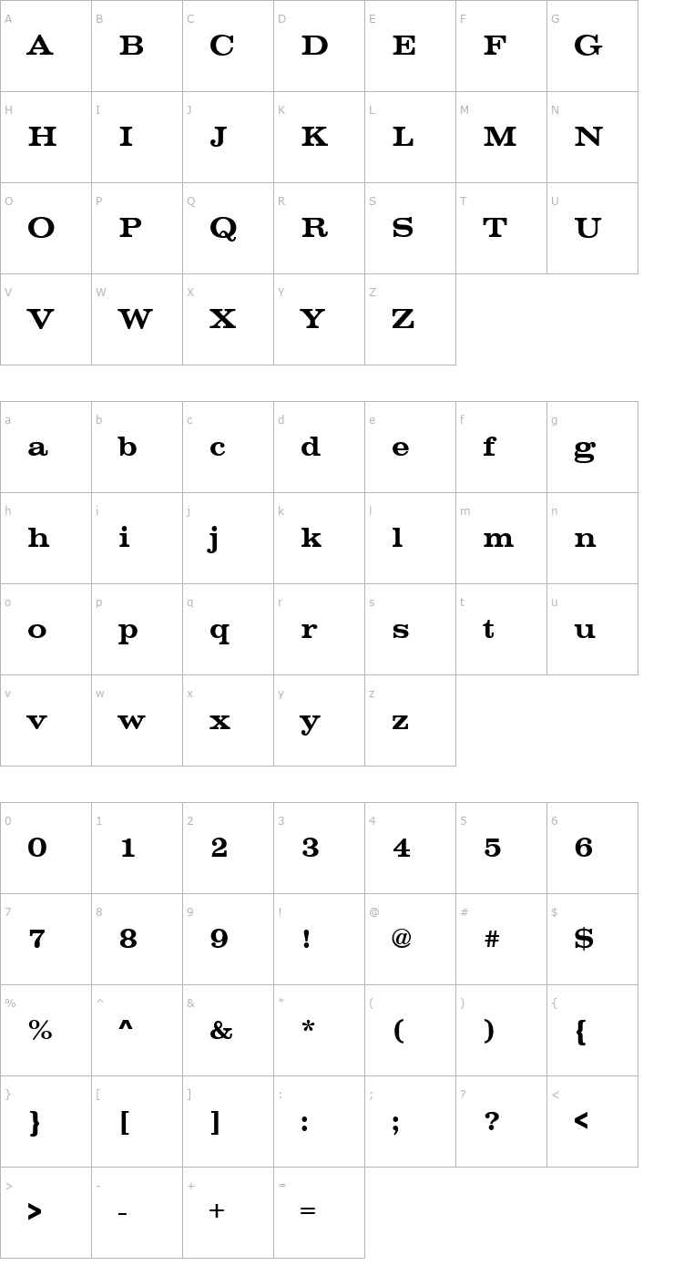 Character Map VoltaTMed Font