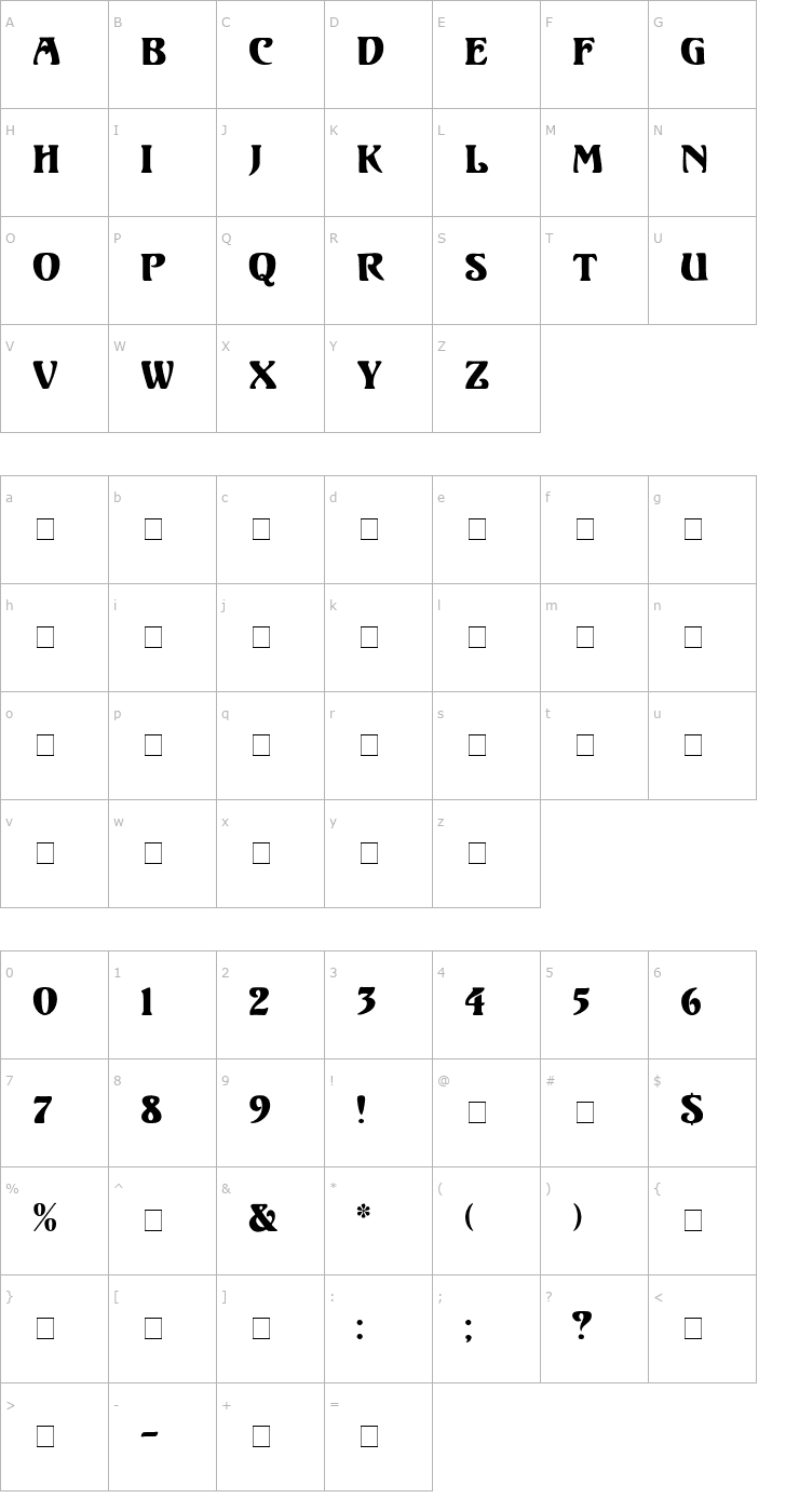Character Map Volute Display Caps SSi Font