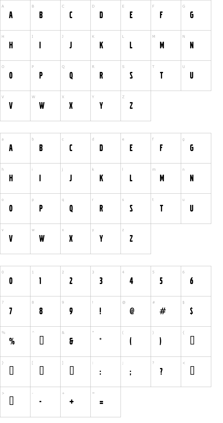 Character Map VolvoBroad Font