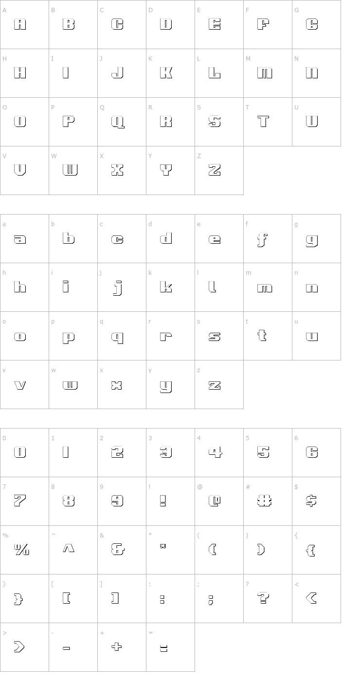 Character Map Voortrekker 3D Font