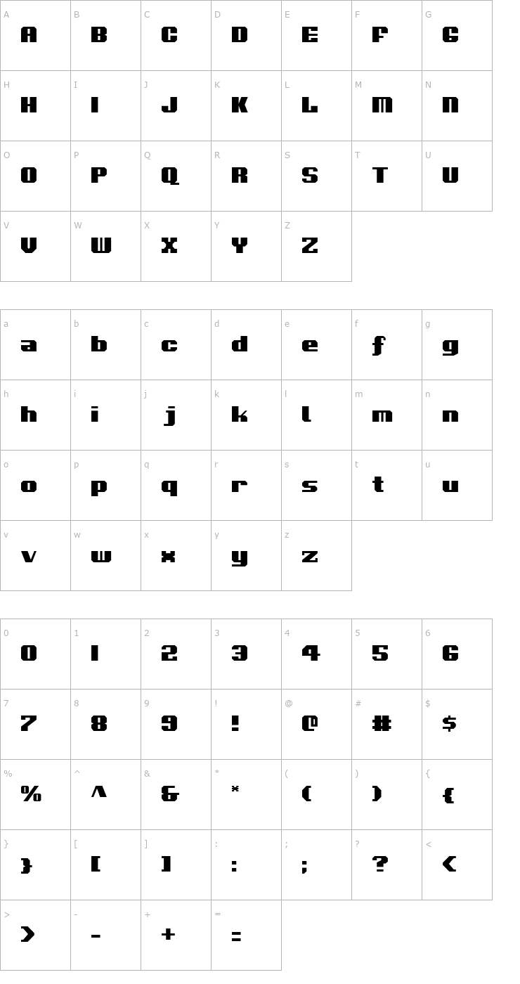 Character Map Voortrekker Font