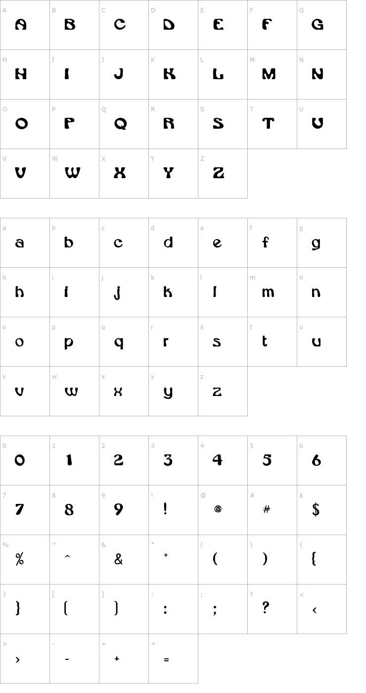 Character Map VroomSSK Font