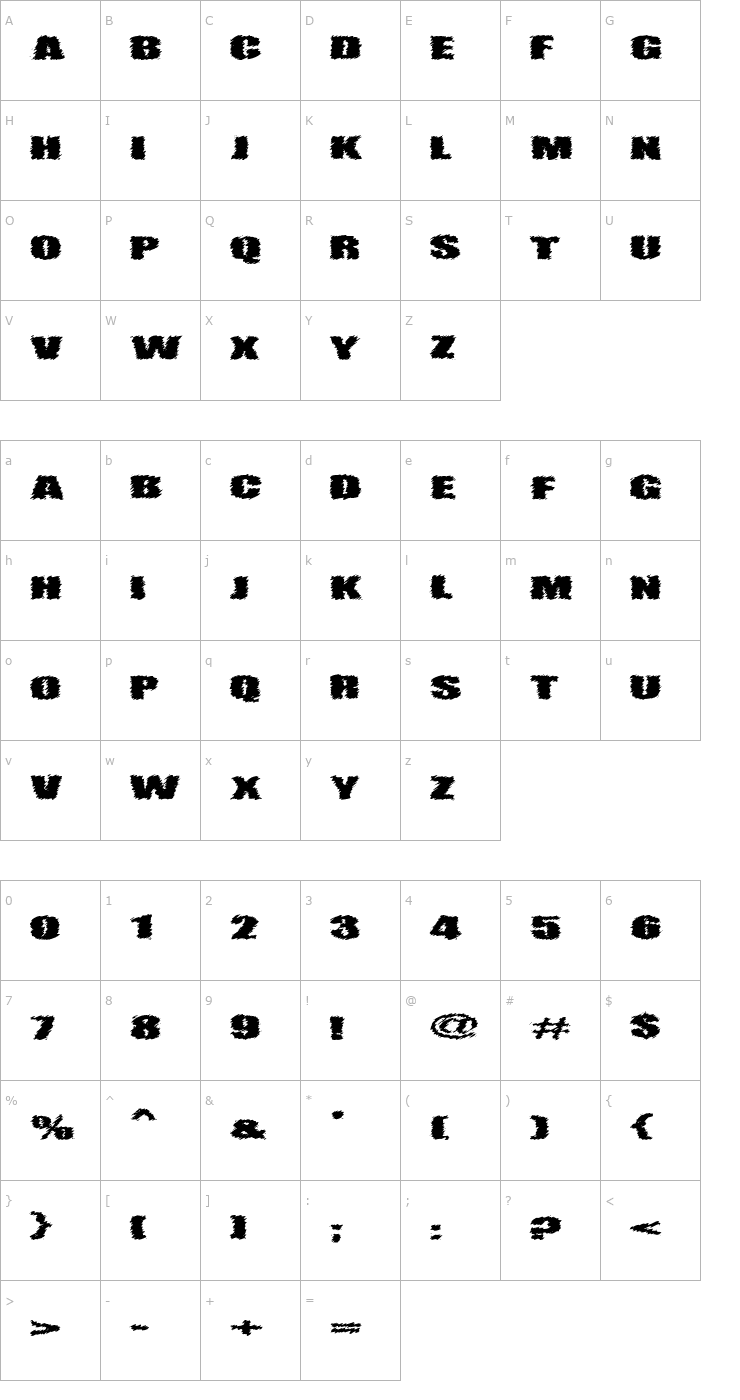 Character Map VTC AngoraChik Regular Font