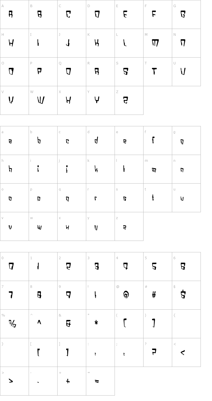 Character Map VTC Bad DataTrip Regular Font