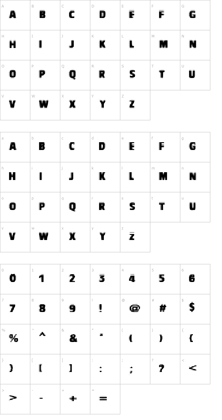 Character Map VTC Bad Vision Font