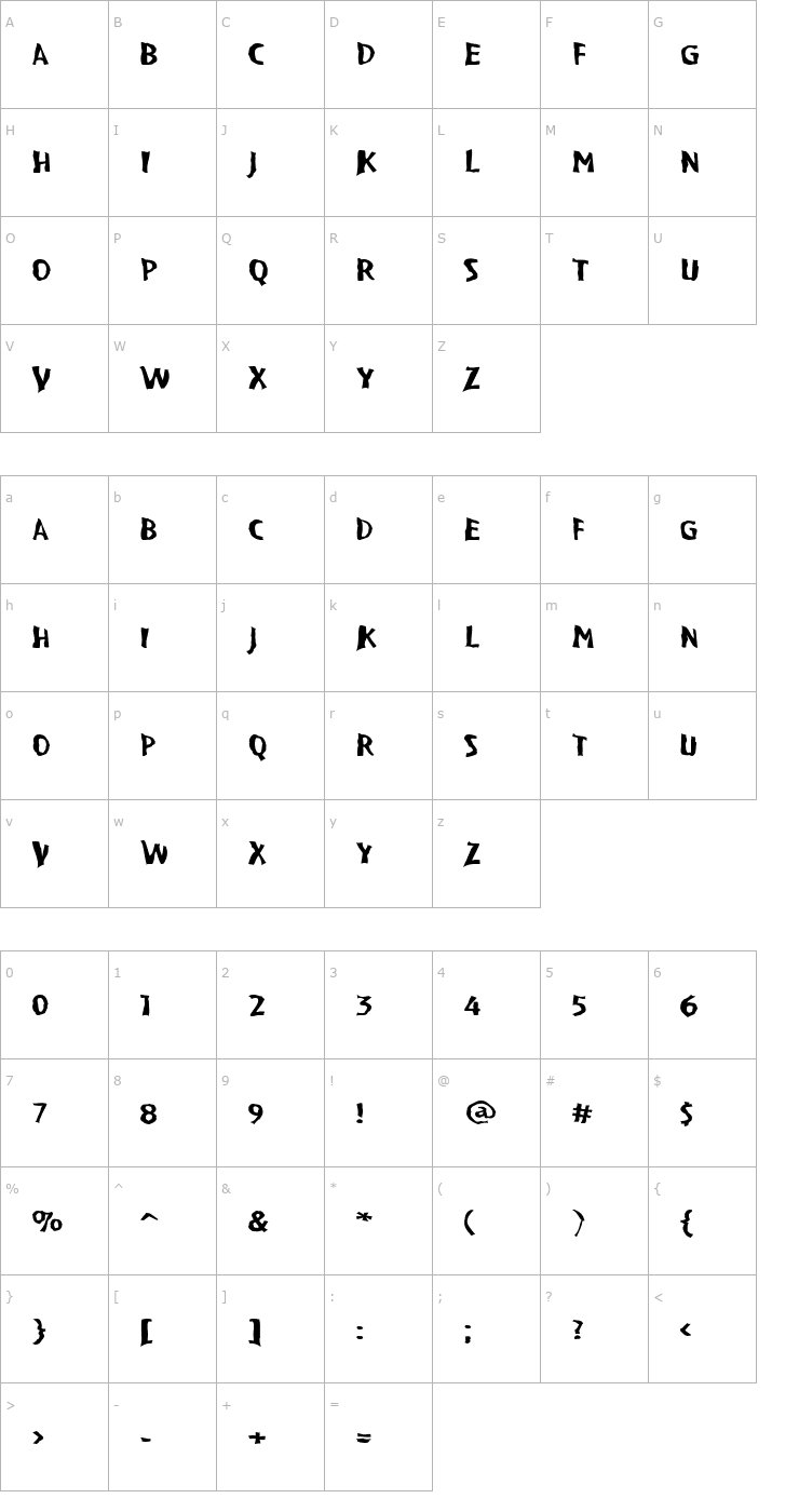 Character Map VTC BadPaint Regular Font