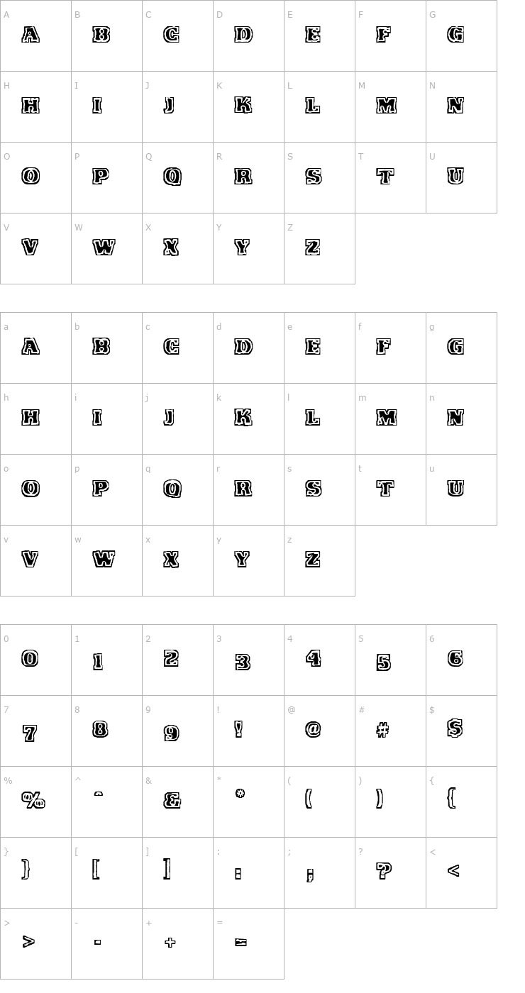 Character Map VTC FunkinFrat Regular Font