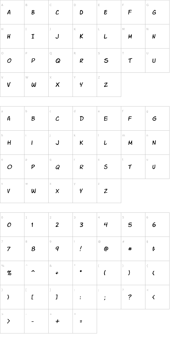Character Map VTC Letterer Pro Font