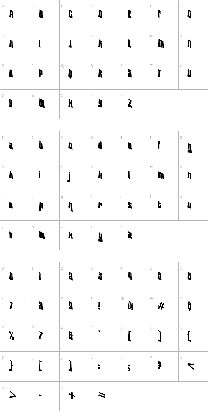 Character Map VTC Lo-Down Regular Font