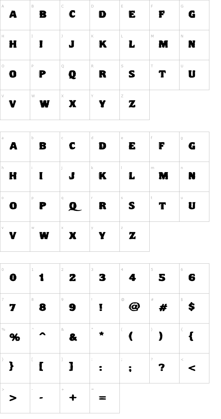 Character Map VTC NightOfTheDrippyDeadFatCaps Font