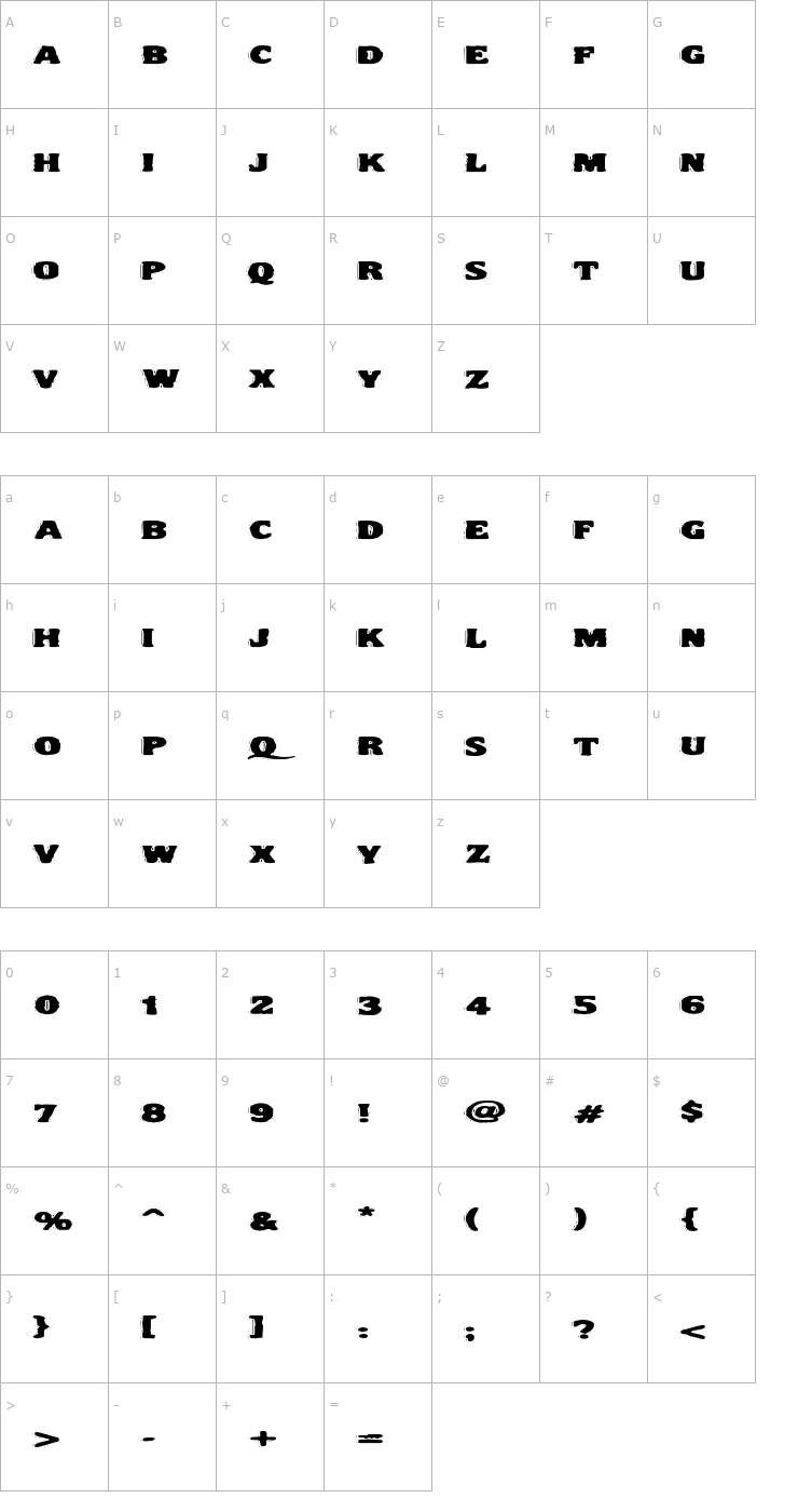 Character Map VTC NightOfTheDrippyLowCaps Font
