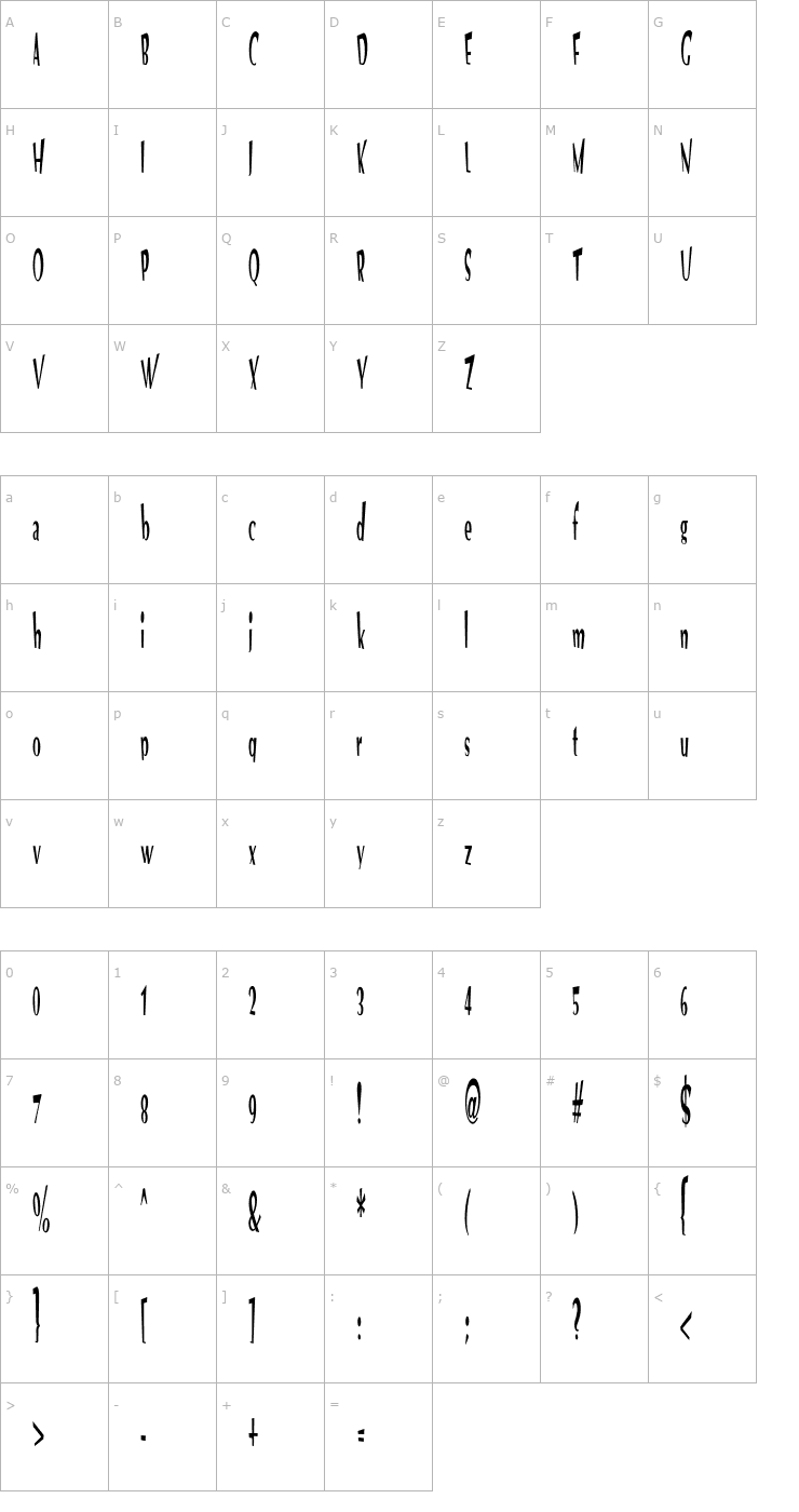 Character Map VTC Optika Regular Font