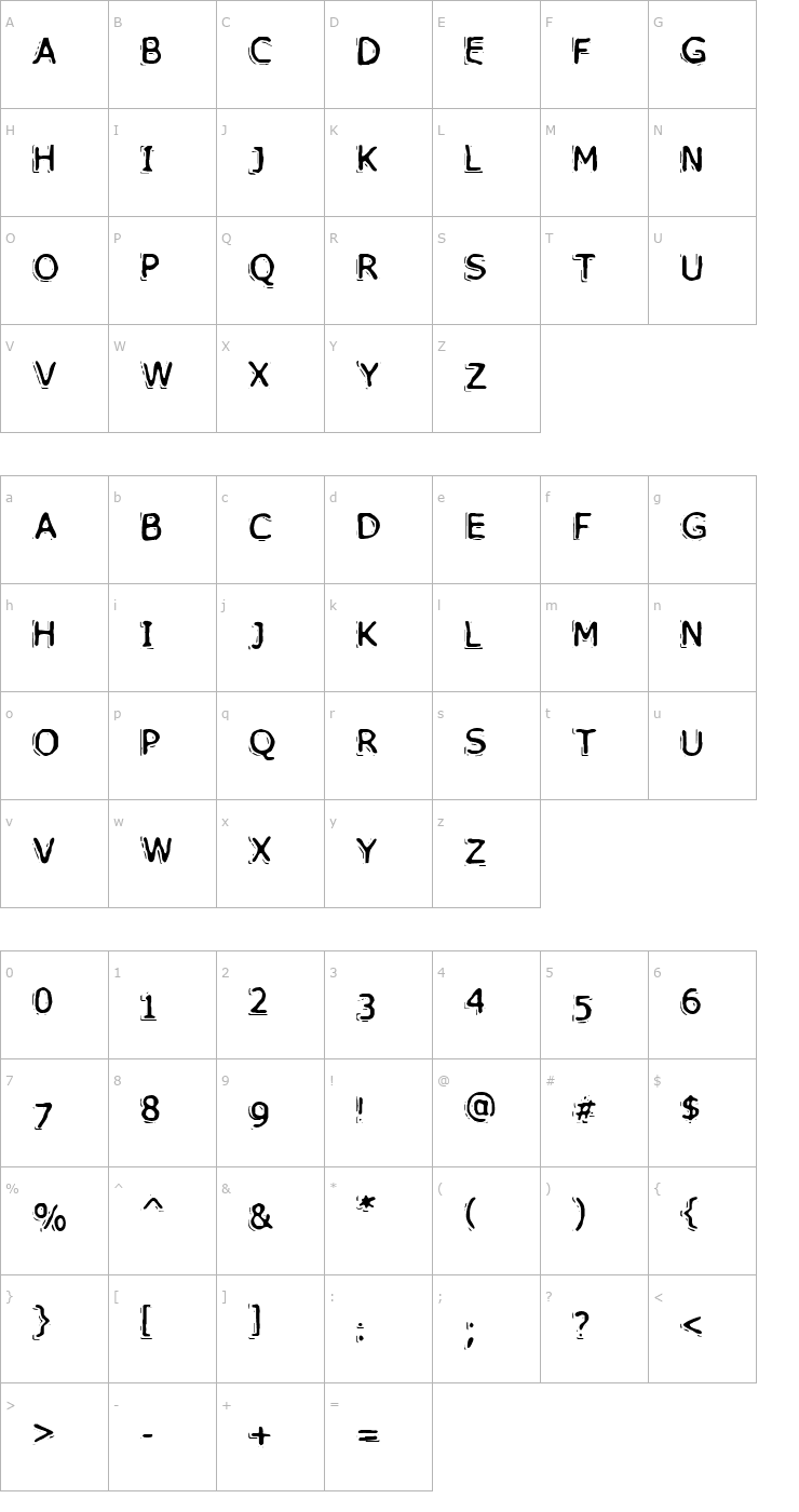 Character Map VTC PizzOffWired Regular Font